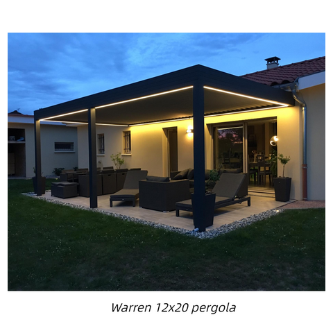 Warren 12x20 pergola canopy with louvered roof outdoor garden gazebo