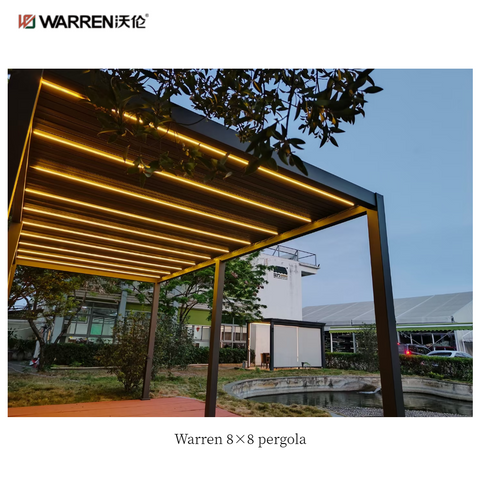Warren 8x8 patio aluminum pergola with adjustable roof canopy