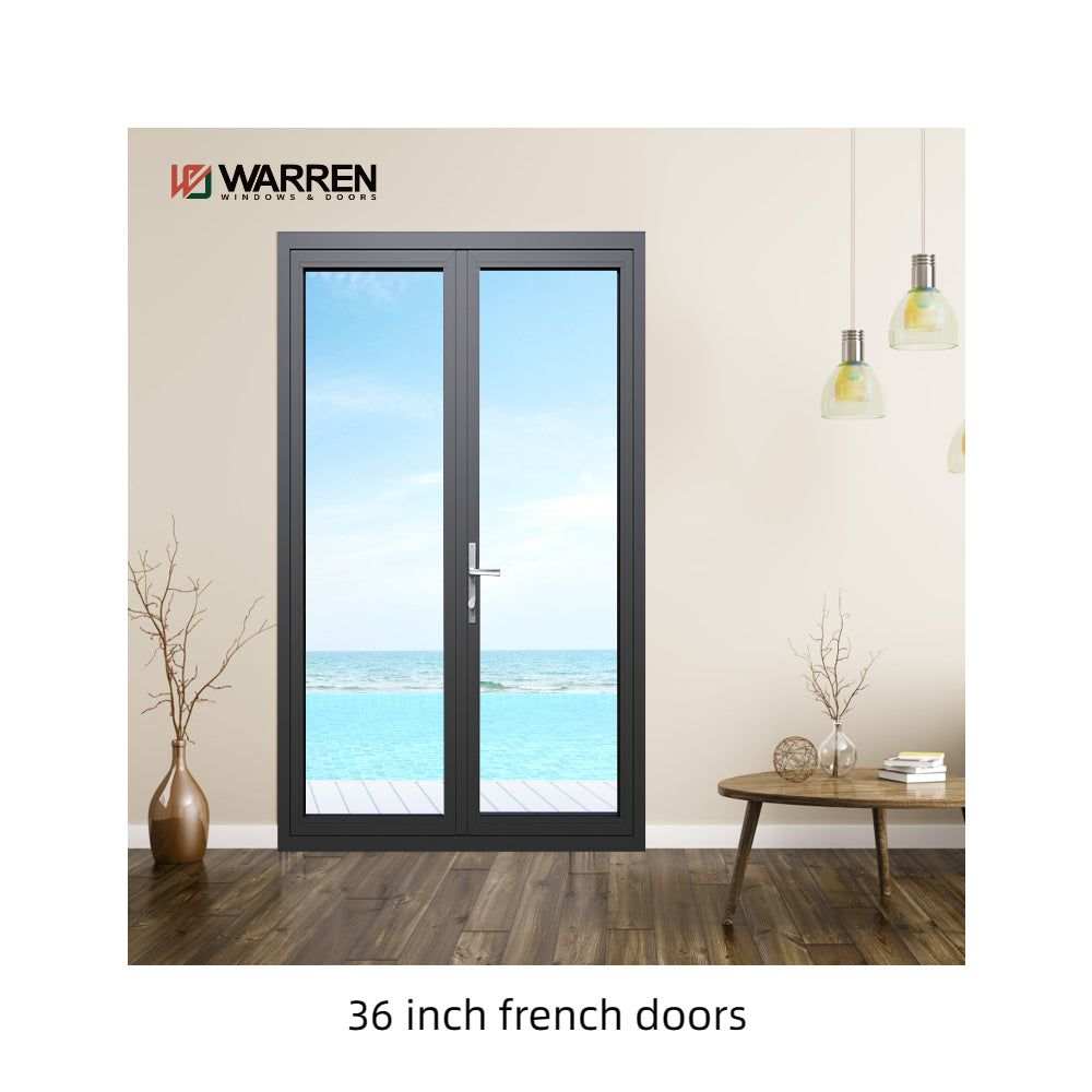 Warren 36 inch French Doors With Black Glass Double Doors Interior