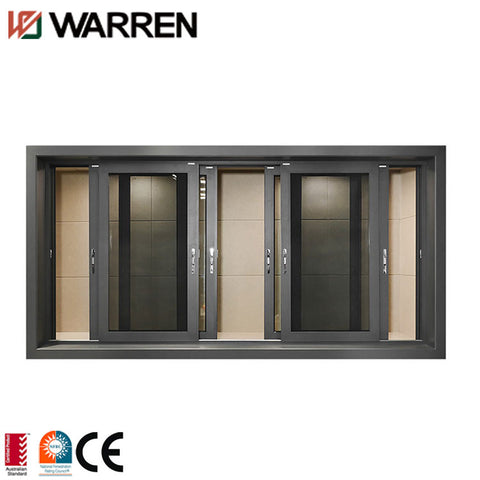 Three Rails Aluminum Sliding Tempered Slide Glass Window