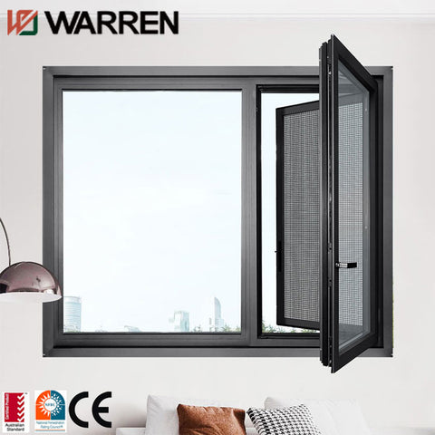 Aluminum Frameless Triple Pane Frosted Glass Casement Windows