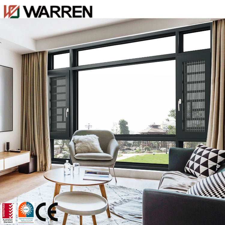 Aluminum 4 Panels Open Inward French Casement Windows